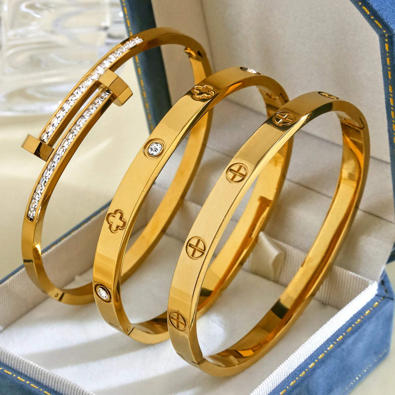 Love bracelet cross over bangle combo