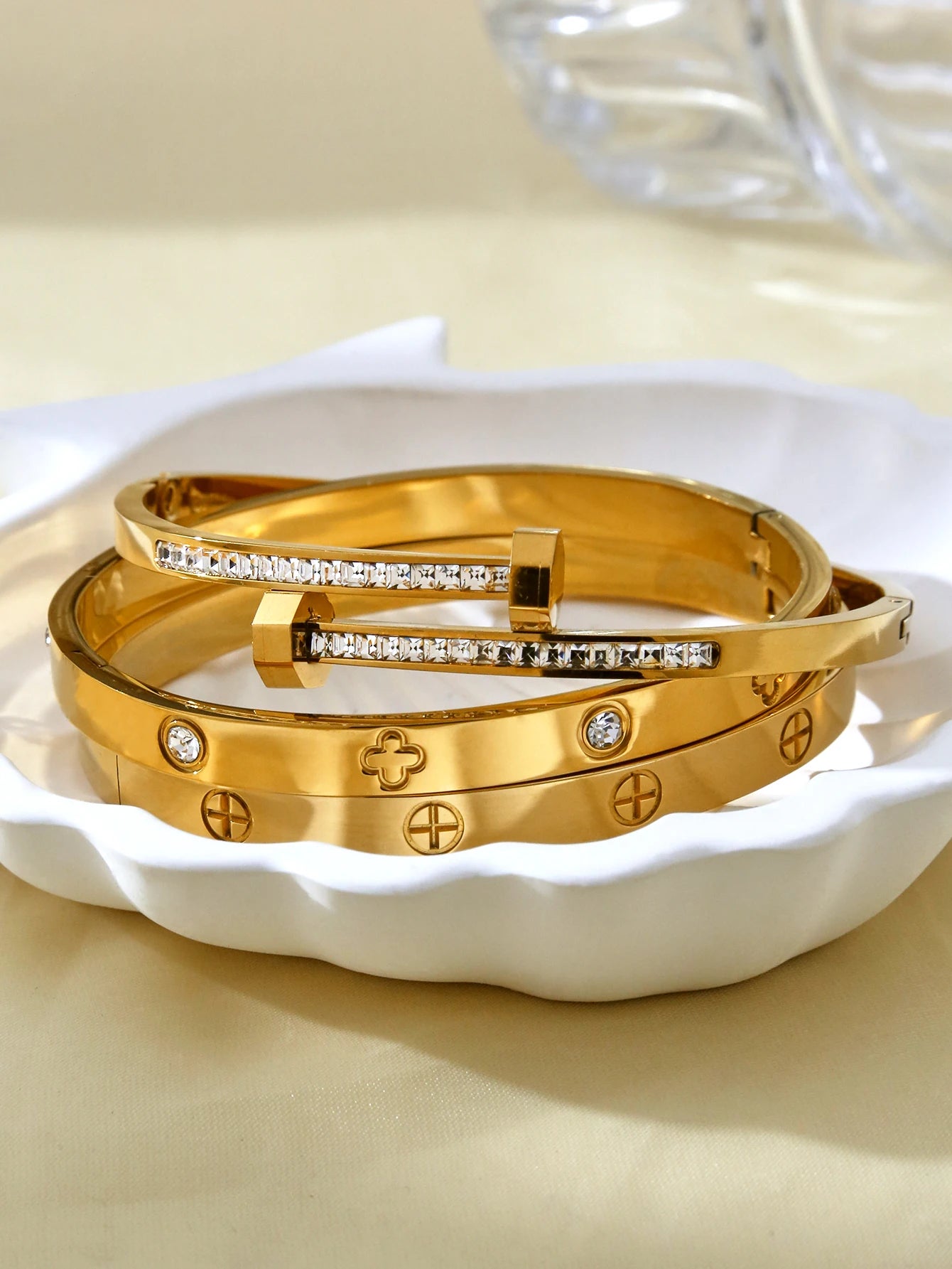 Love bracelet cross over bangle combo