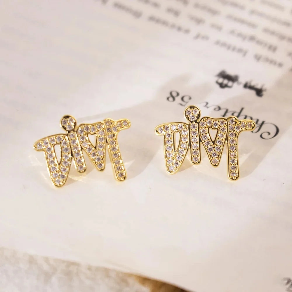Letter Diamond Earrings